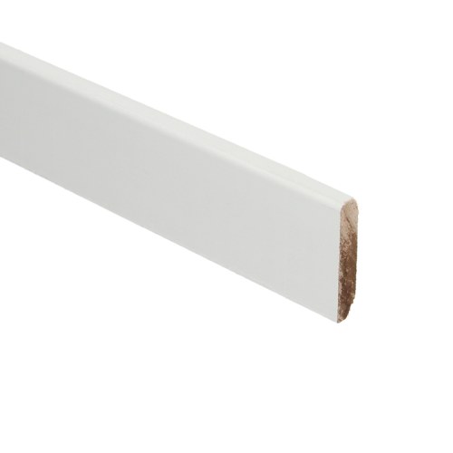 Plint hardhout recht 55x10 mm wit gegrond
