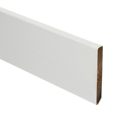 Plint hardhout recht 90x10 mm wit gegrond
