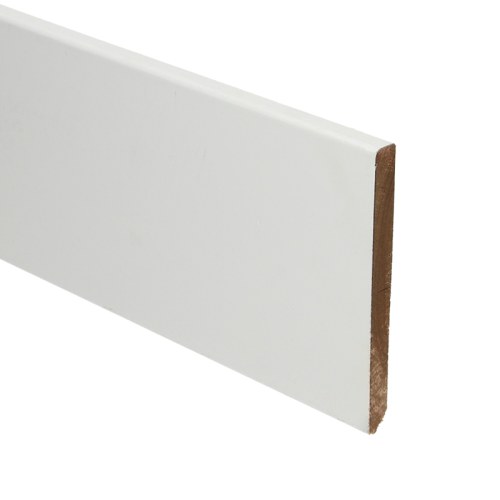 Plint hardhout recht 120x10 mm wit gegrond